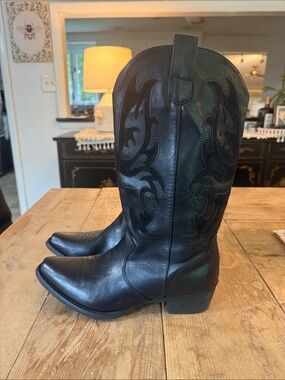 Women's Black Western Heeled Boots